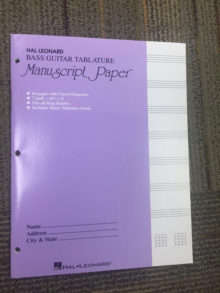 Hal Leonard Bass Guitar Tablature Manuscript Paper