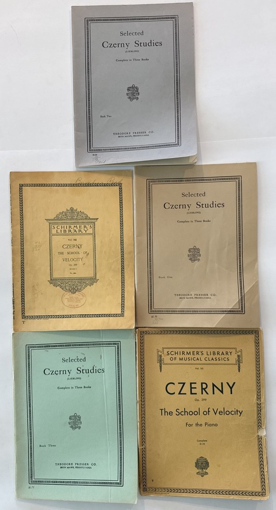 Vintage Lot Of 5 Czerny Piano Study Book Lot Schirmer Theodore Presser Set