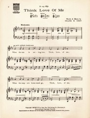 Think Love of Me, by Frank H. Grey, Antique Sheet Music, 1918, Cello and Violin