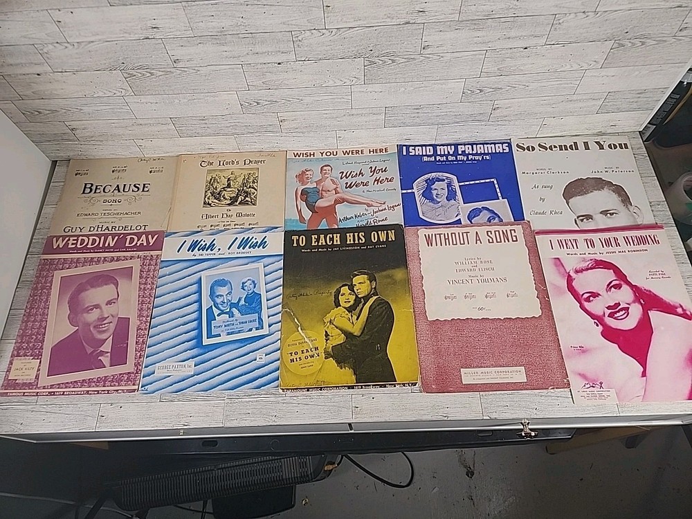 10 Vintage Sheet Music Lot Antique Piano Gospel Jazz USA 50s 60s 70s