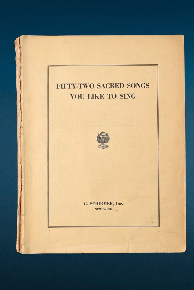 52 Sacred Songs You Like To Sing 1939 G. Schirmer Piano & Voice Missing Cover