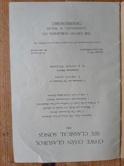 Chwe Chan Glasurol – Six Classical Songs – welsh vocal sheet music