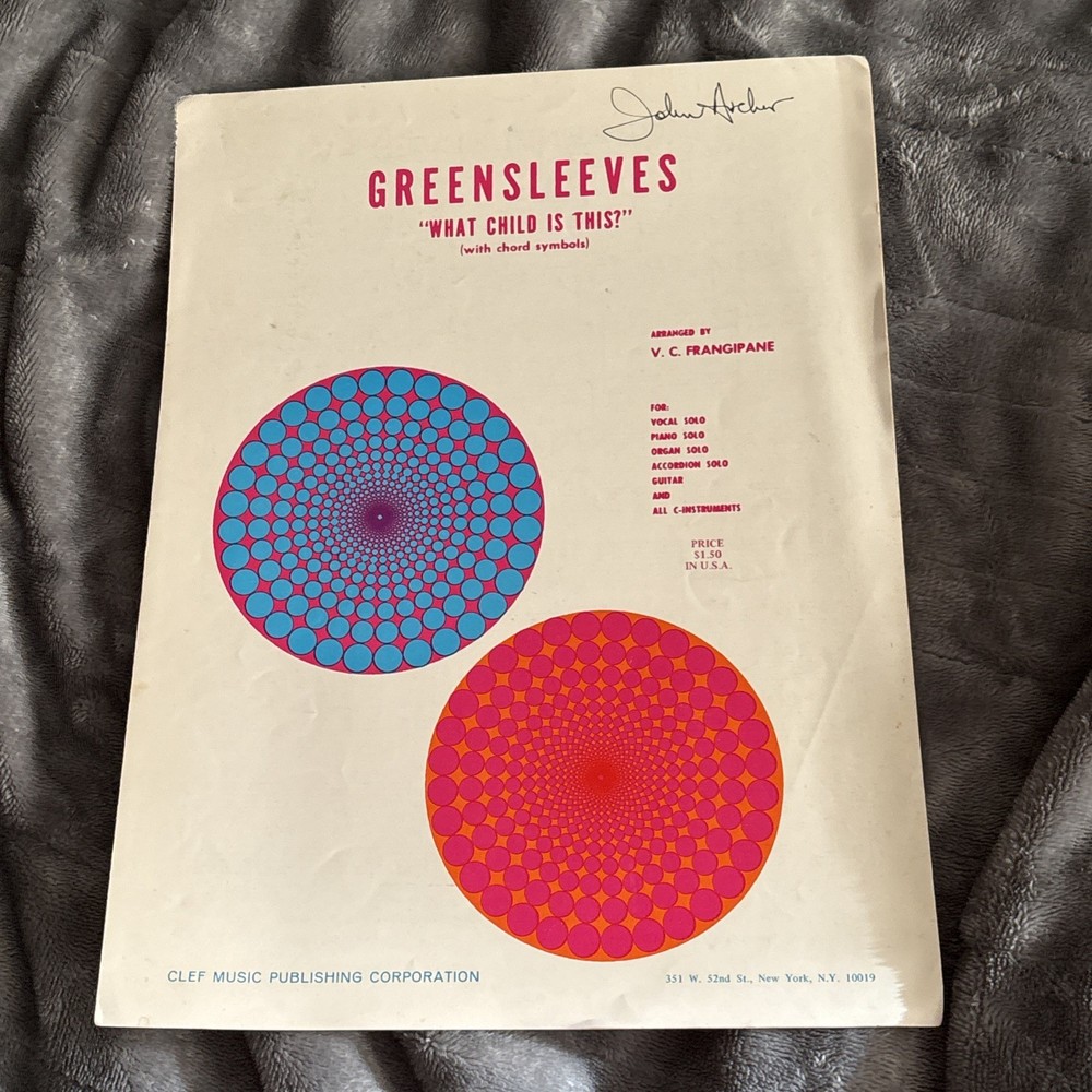 1961 WHAT CHILD IS THIS Greensleeves, Piano, Vocal, Organ, Sheet Music (SM 1-119