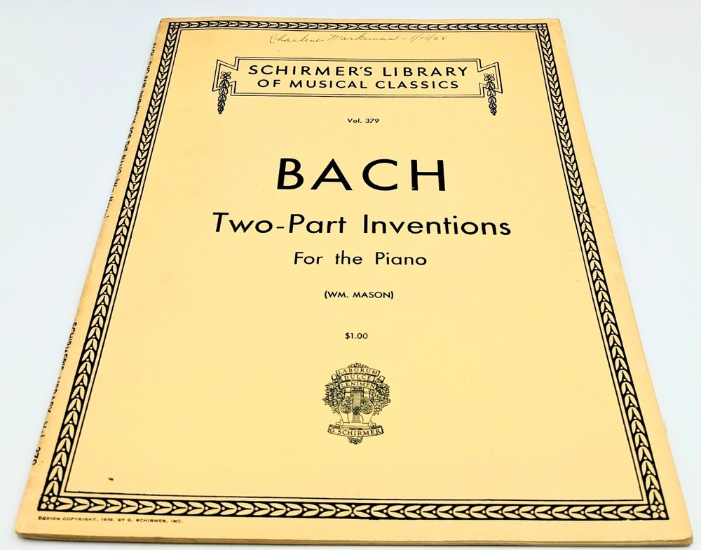 1939 Schirmer’s Library of Musical Classics Bach Two-Part Inventions Vol 379 VTG