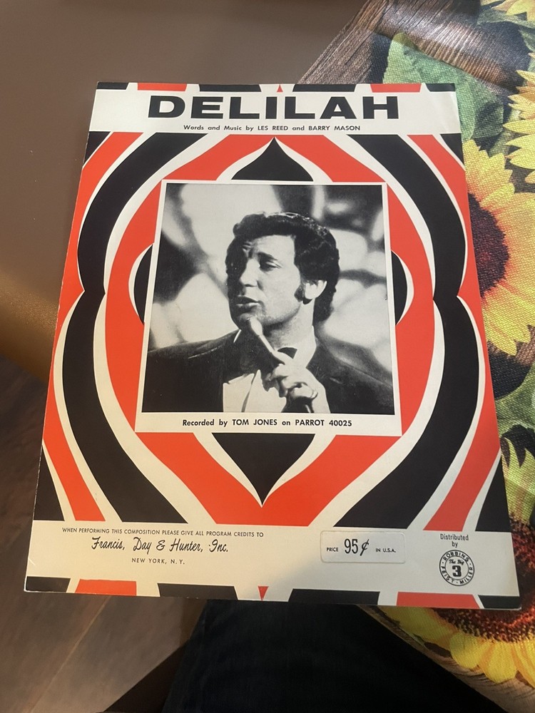 Vintage Sheet Music Tom Jones Delilah 1968 Great Color !