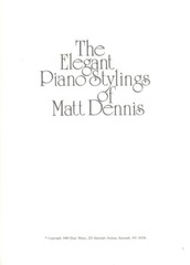 The Elegant Piano Stylings of MATT DENNIS – 1989 Ekay Music – 20 Arrangements