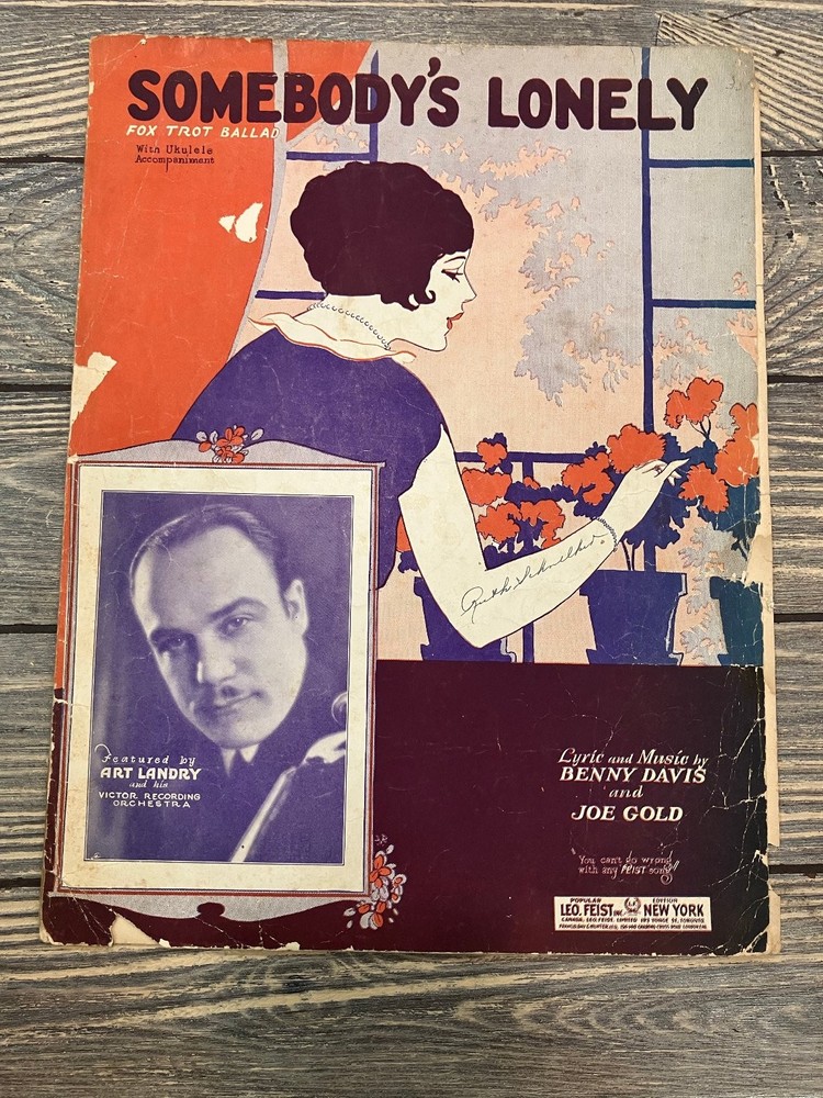 Somebody&rsquo;s Lonely Sheet Music Art Landry 1926 P/V/U