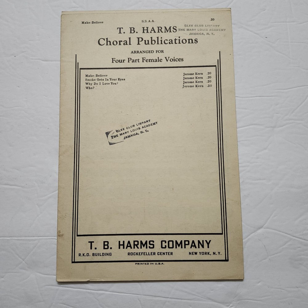 T. B. Harms Choral Publications Arranged for Four Part Female Voices Sheet Music