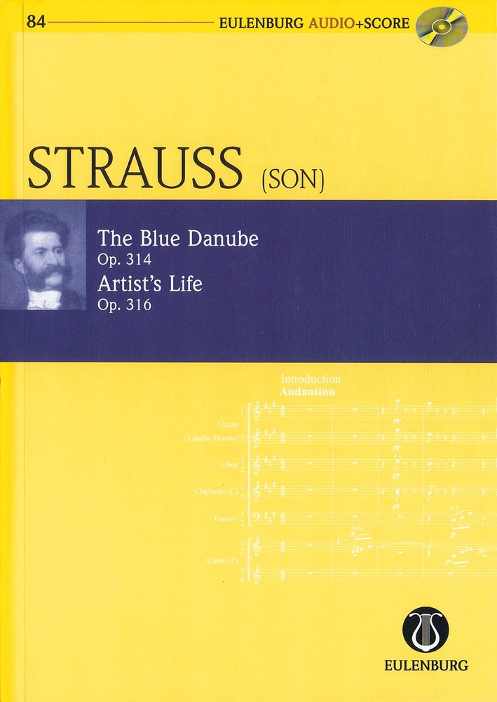 Study Score Strauss Blue Danube Op 314 Artist&rsquo;s Life Op 316 Sheet Music Book CD
