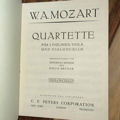 Sheet Music Mozart Quartette 1 No 16 Edition Peters Violoncello Cello Score Beck