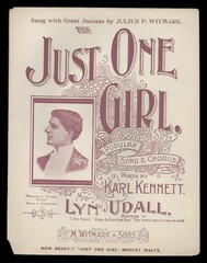 JUST ONE GIRL Kennett/Udall 1898 JULIUS P WITMARK Vintage Sheet Music