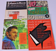 7 Vintage Piano Books + Bonus 1959 Hit Parader- Country, Pop, Jazz Standards