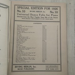 Irving Berlin Universal Dance Folio No. 10 For Piano Solo Songbook 1926 Advanced