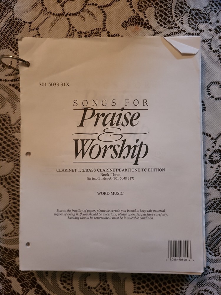 Songs for Praise and Worship Instrumental Hymnal  Clarinet 1, Baritone, Bass Cla