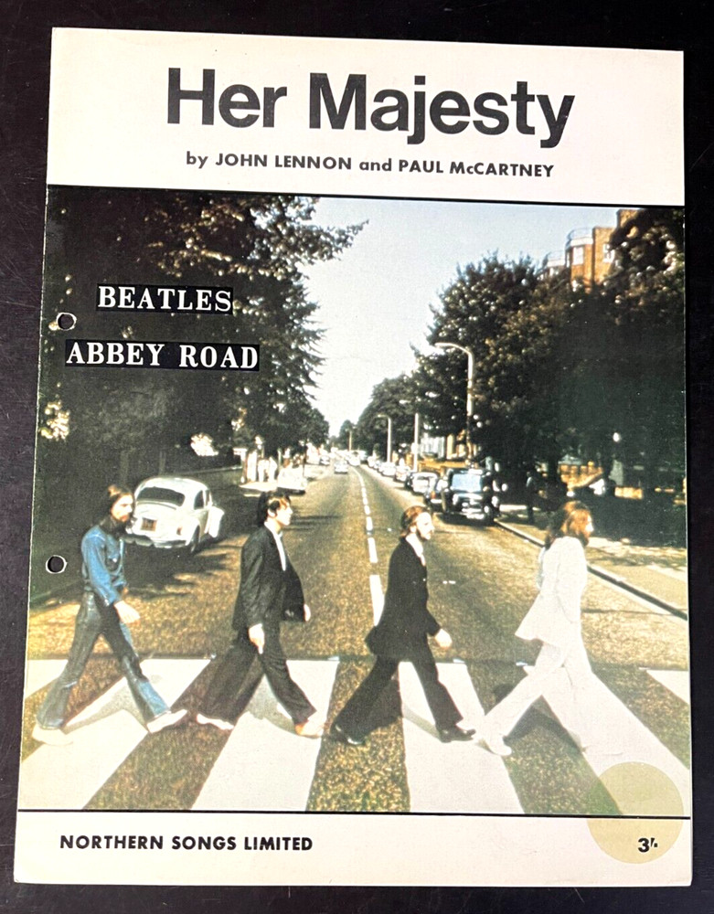 The BEATLES : Sheet Music PUNCH HOLE 1968 : –HER MAJESTY—CLEAN. 3625