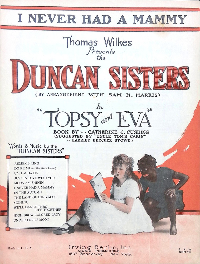 I Never Had A Mammy Sheet Music Topsy And Eva The Duncan Sisters 1924 Musical