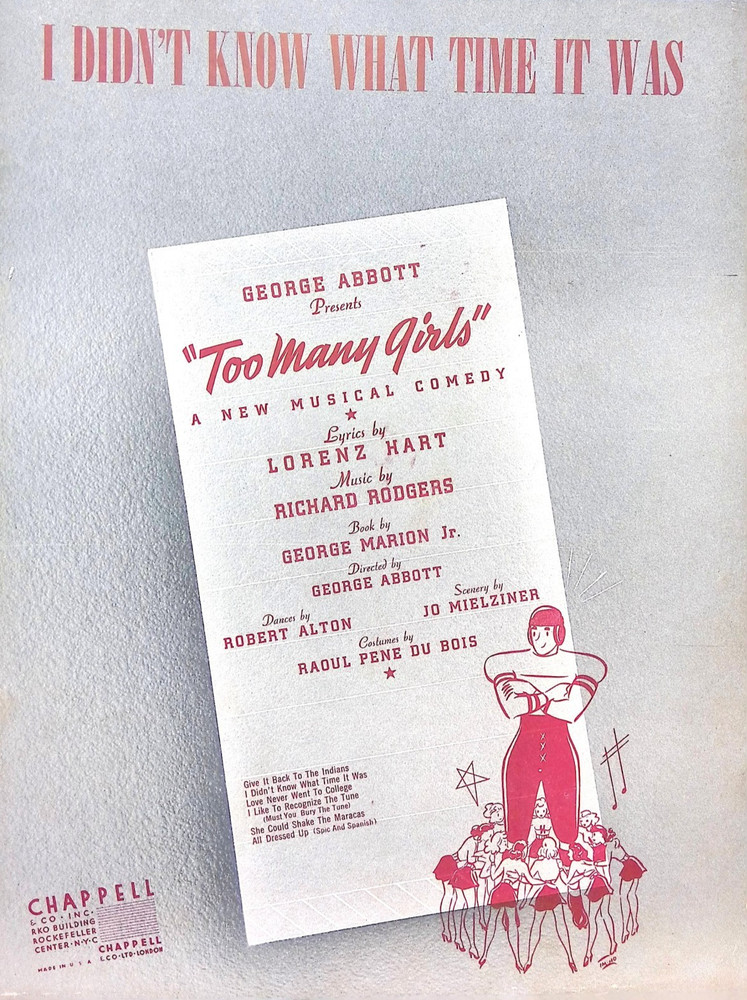 I Didn&rsquo;t Know What Time It Was Sheet Music Too Many Girls 1939 Musical Rodgers