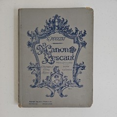1893 Antique Opera Score: Puccini Manon Lescaut Ricordi Italy Vocal Piano