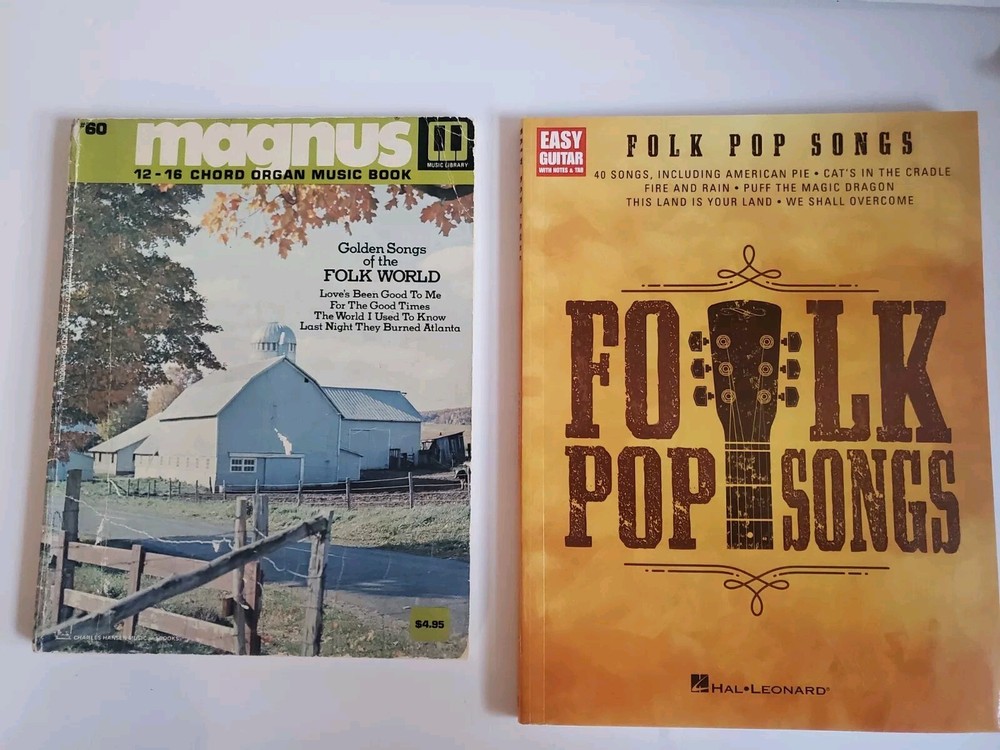 2 Folk Pop Songs Books. Easy Play New, Magnus Old