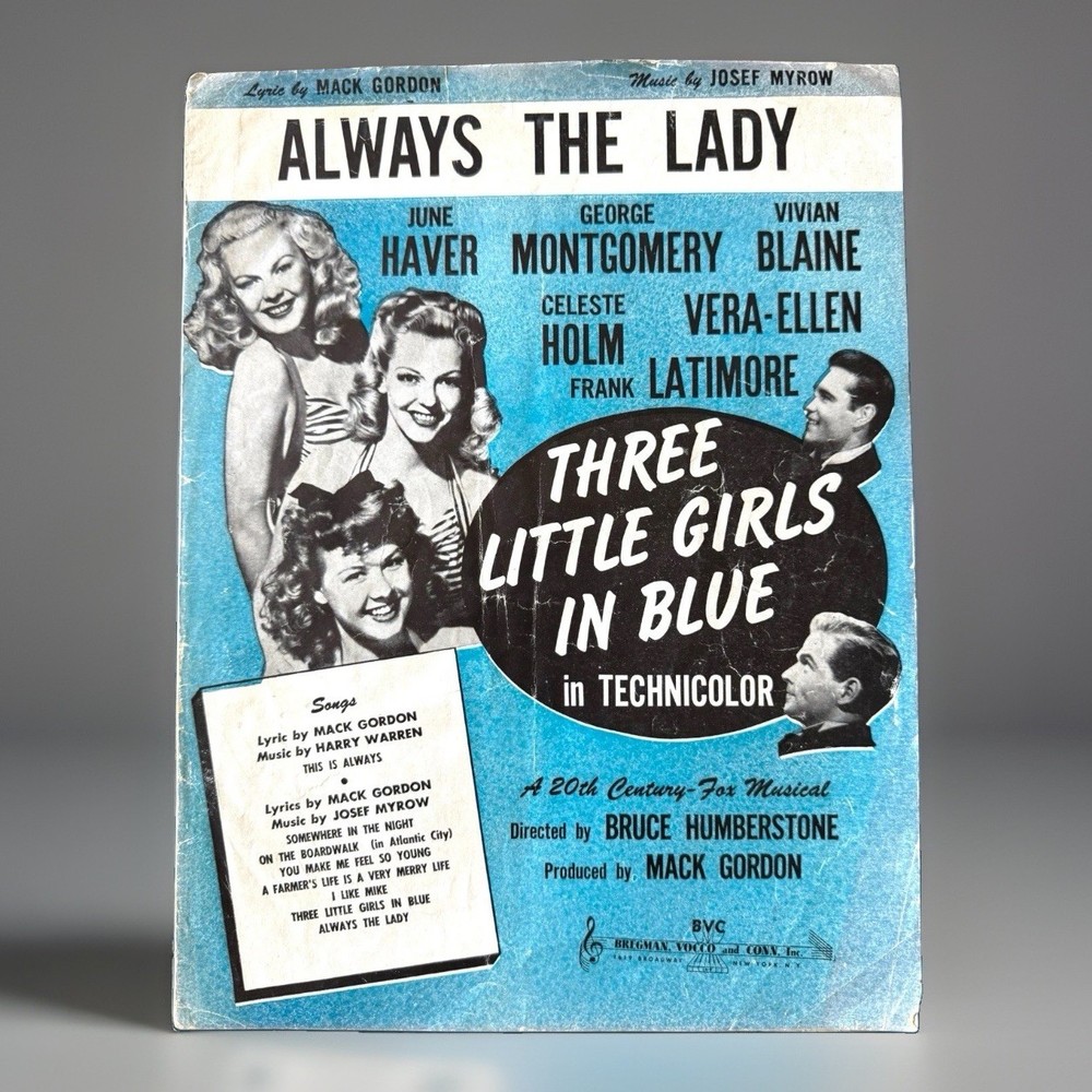 Always the Lady Sheet Music Three Little Girls in Blue Movie Fox Musical 1946