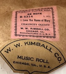 Kimball Player Piano Roll B5314 I Love The Name Of Mary Chauncey Olcott