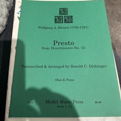 Presto from Divertimento No 12 Wolfgang a Mozart