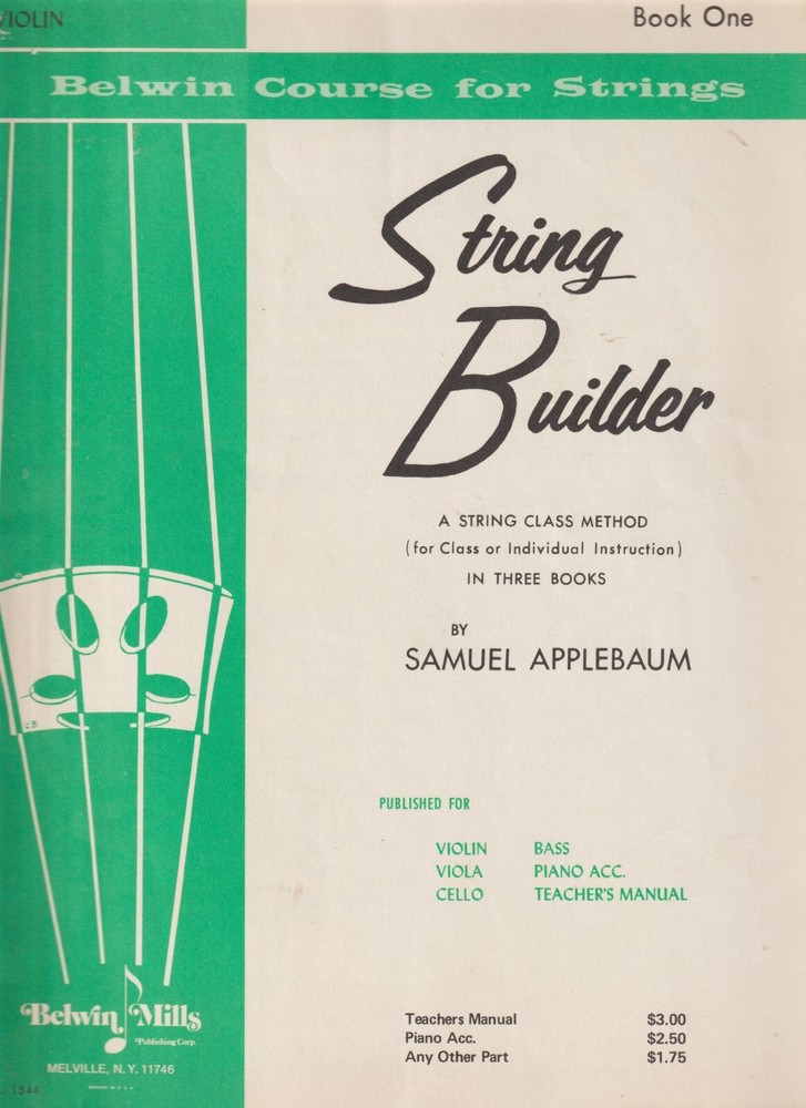 STRING BUILDER BELWIN COURSE FOR STRINGS Book One Violin Viola Cello Music 1960