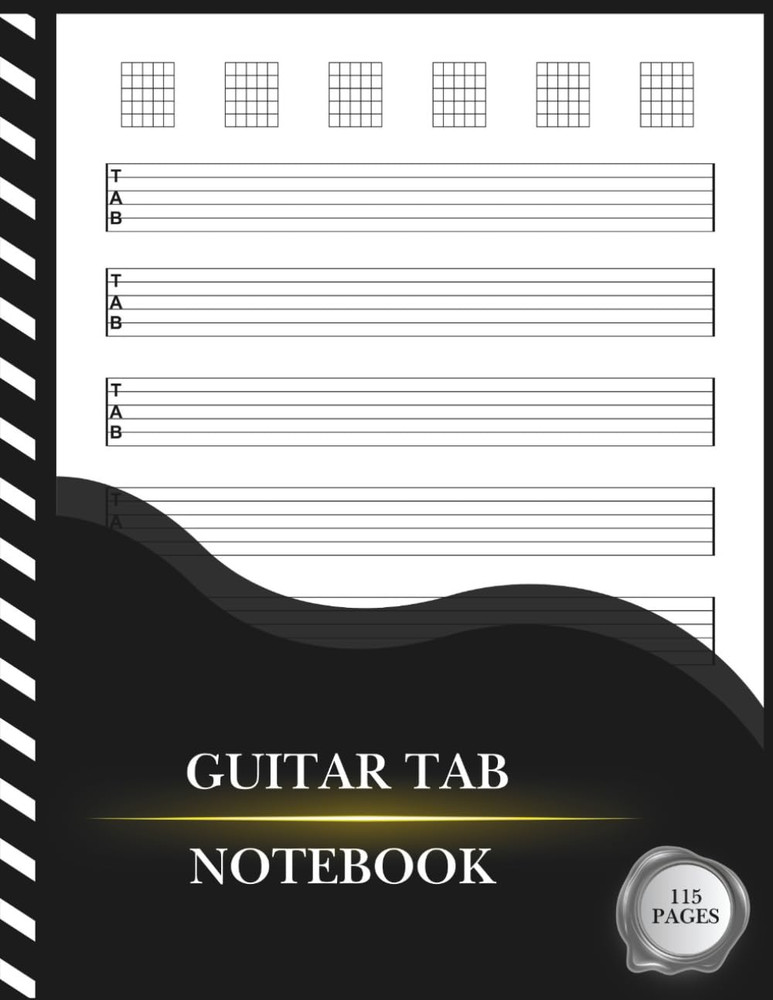 Guitar Tab Notebook: Blank Guitar Tablature Writing Paper with Chord Fingering