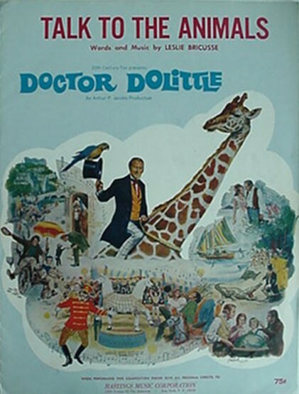 « DR. DOOLITTLE » SHEET MUSIC, 1967 (20TH CENTURY FOX FILM, REX HARRISON +