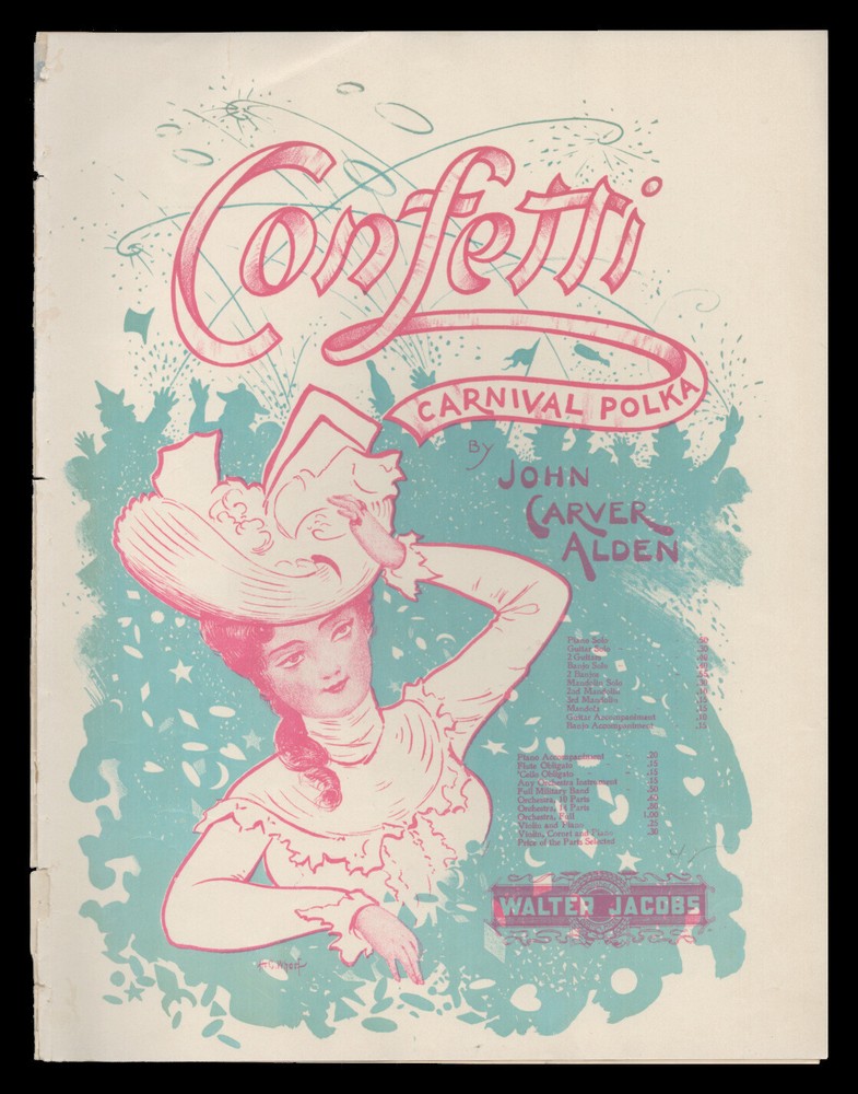 CONFETTI John Carver Alden 1901 MANDOLIN DUET Carnival Polka Vintage Sheet Music