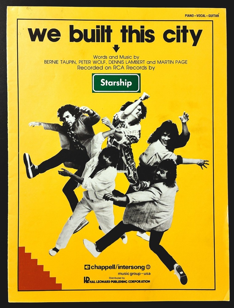 1985 JEFFERSON STARSHIP « WE BUILT THIS CITY » SHEET MUSIC – ROCK ERA GRACE SLICK