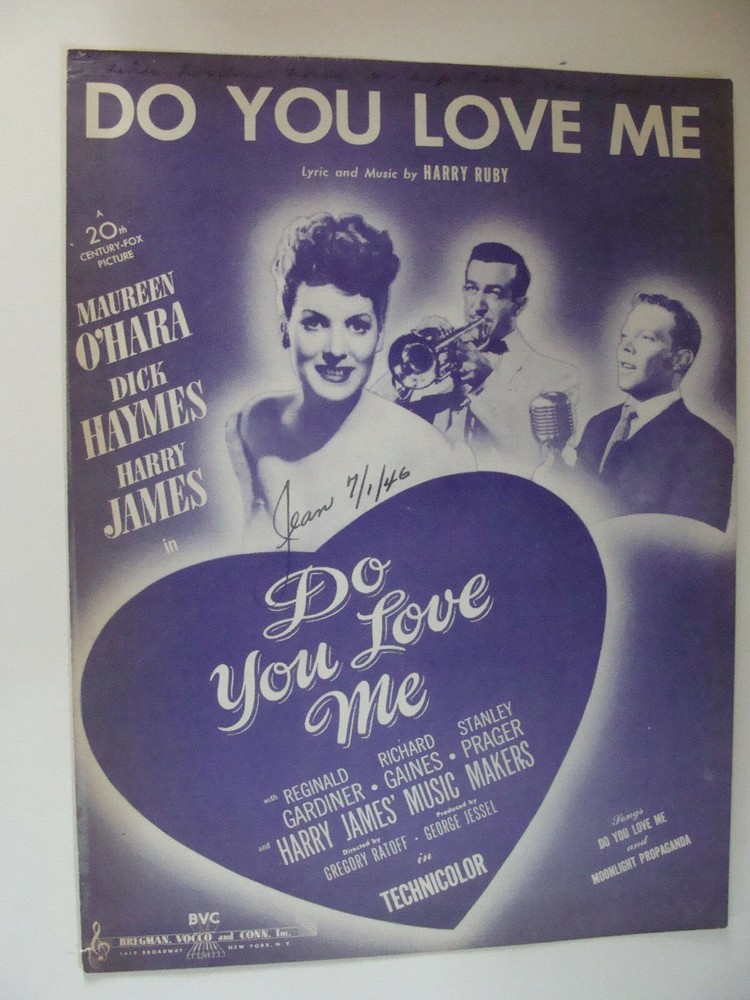 Do You Love Me by Harry Ruby 1946 Maureen O&rsquo;Hara Harry James Dick Haymes