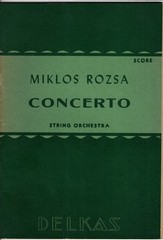 MOVIE SHEET MUSIC: Miklos Rozsa CONCERTO FOR STRING ORCHESTRA – Excellent