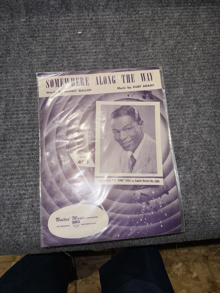 Vintage Sheet Music- Somewhere Along The Way, Nat King Cole 1952