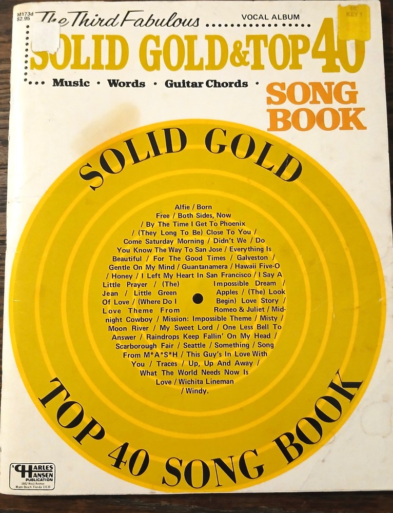 Solid Gold & Top 40 Song Book -Charles Hansen Publication – music book