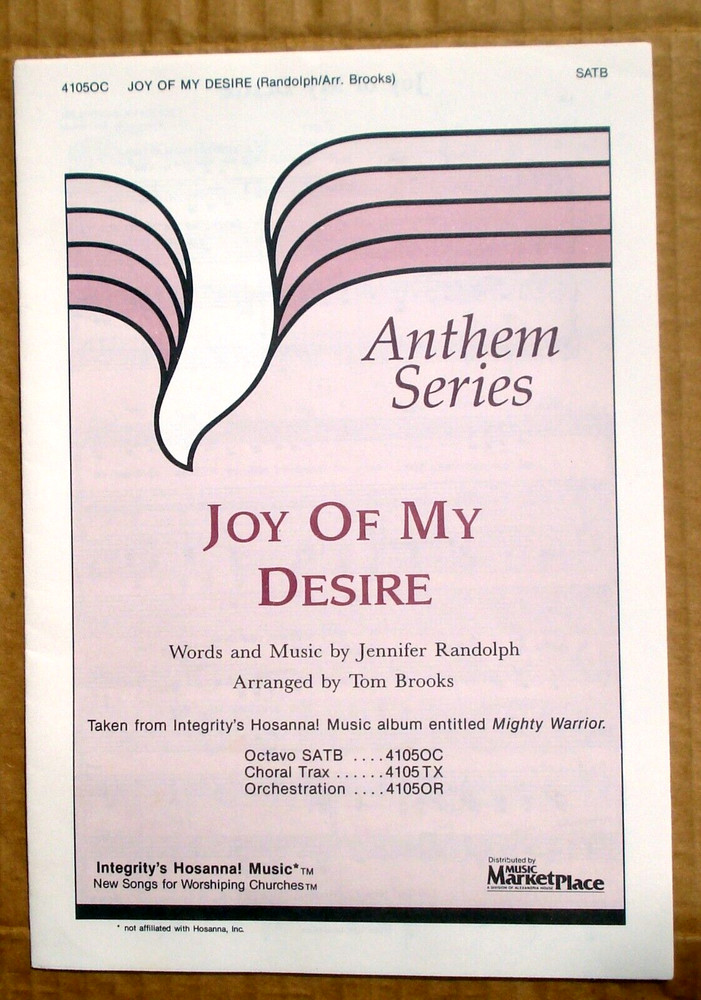Joy of My Desire Religious SATB Choral Choir Sheet Music (Randolph 1987)