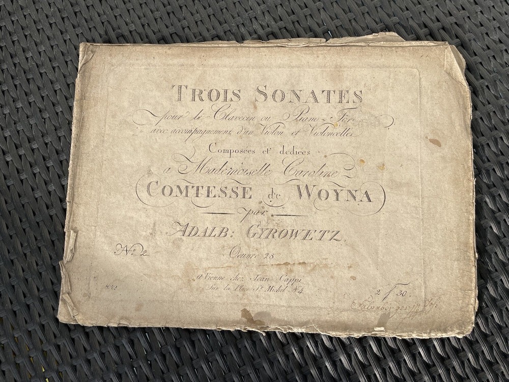 Gyrowetz Adalbert Trios Sonates Oeuvre Violin PianoCello Sheet Music Engraving