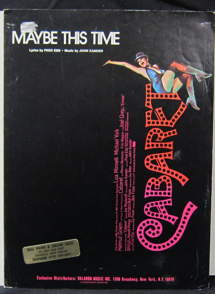 Maybe This Time – John Kander & Fred Ebb – Sheet Music 1972