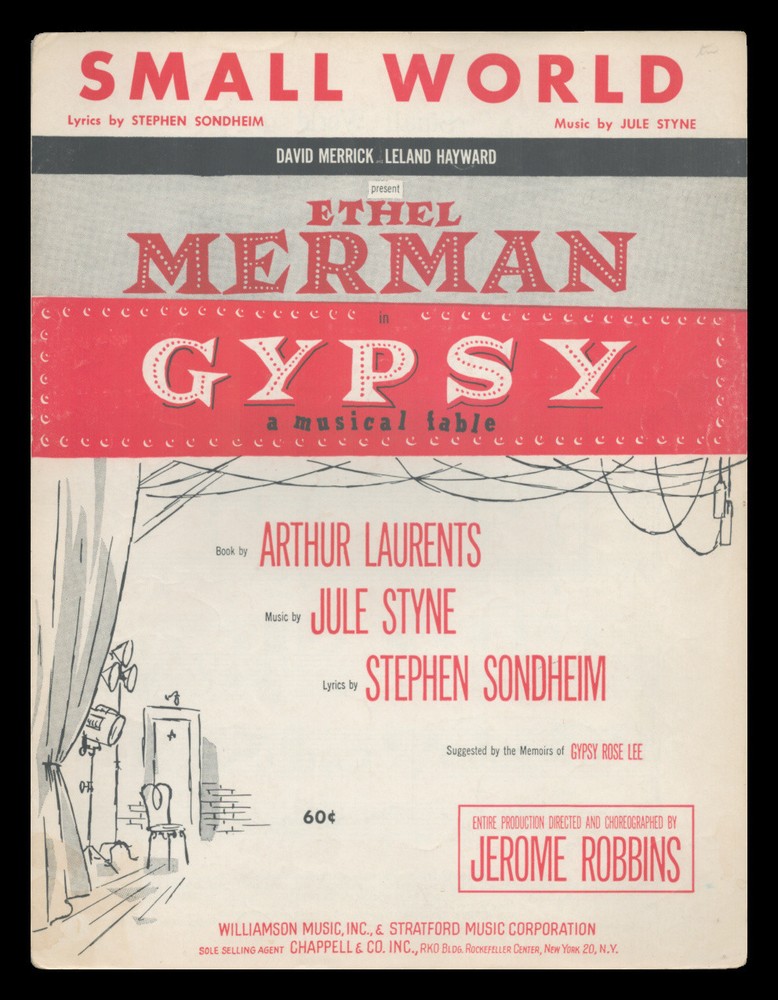GYPSY Sondheim/Styne 1959 Small World ETHEL MERMAN Show Vintage Sheet Music