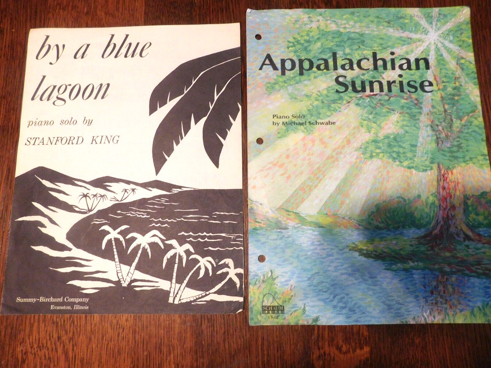 2 PIANO SOLOS, EARLY INTERMEDIATE. BY A BLUE LAGOON & APPALACHIAN SUNRISE