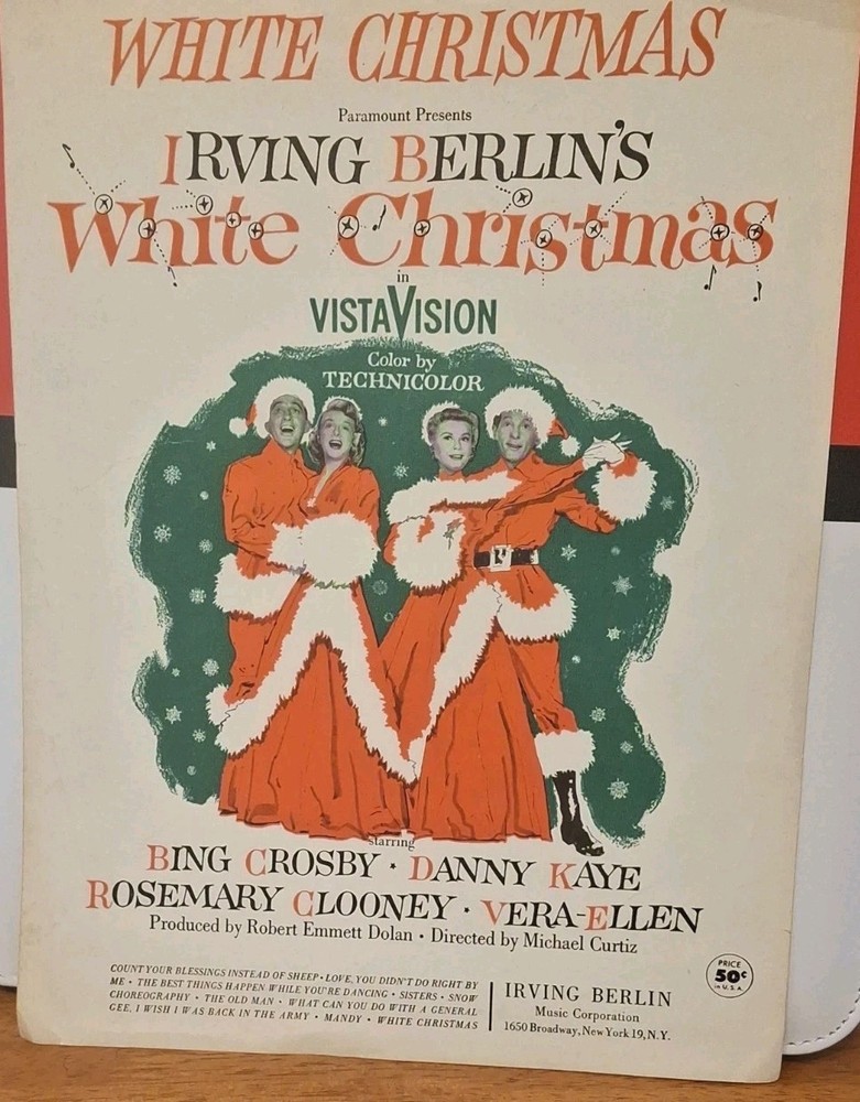 WHITE CHRISTMAS movie Irving Berlin Sheet Music Bing Crosby 1954