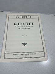 Schubert Quintet In “A” Major D. 667 Opus 114 “Trout Quintet” Piano,Violin Etc