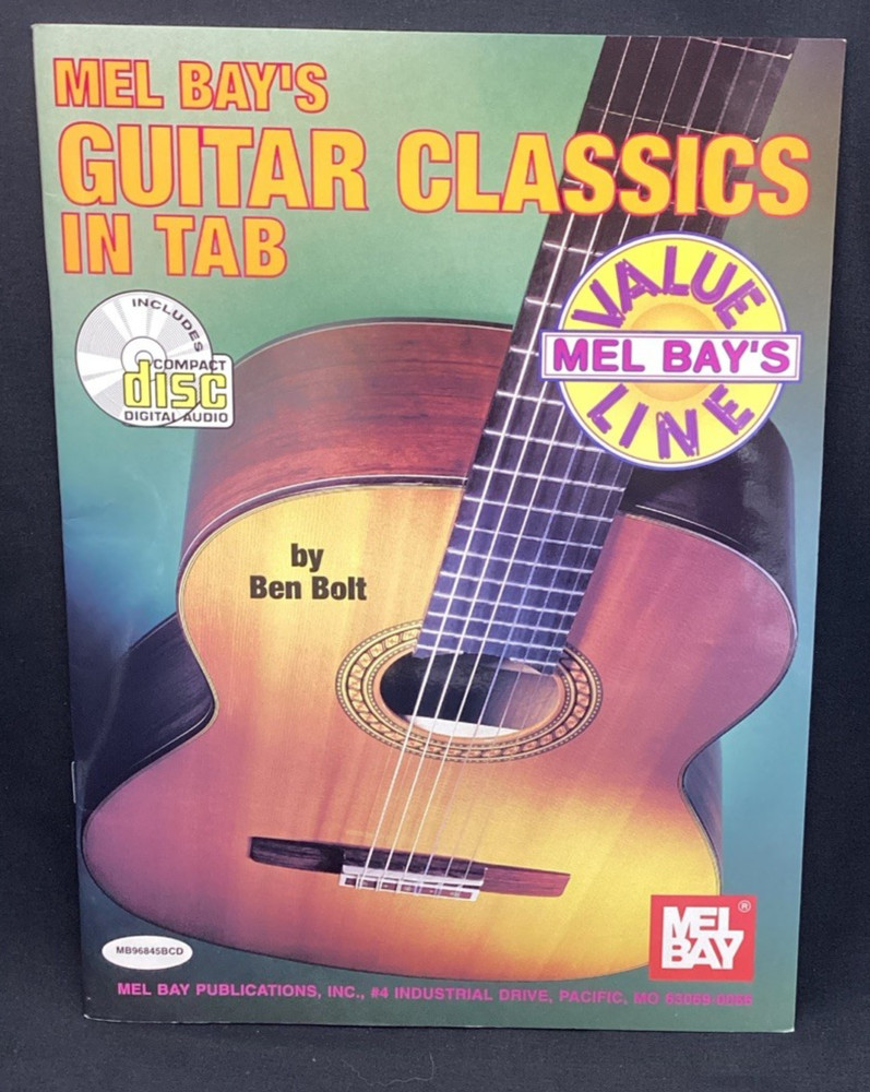 Vtg Sonngbook, Mel Bay&rsquo;s Guitar Classics in Tab, Bolt, 1998 w/cd – ships free