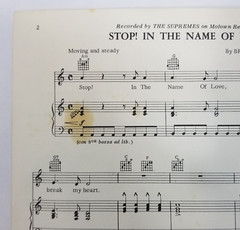 The Supremes Stop In The Name Of Love Sheet Music 1965 Vintage Motown Diana Ross