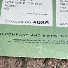 Silvertone Under Western Skies Folk Song Book for Electronic Organ, Sears 1963