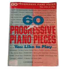 60 Progressive Piano Pieces G Schirmer 1978 Vintage Sheet Music Book Classical