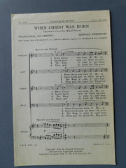 When Christ Was Born – 1954 sheet music – SATB Vocal & Organ – Stokowski – Carol