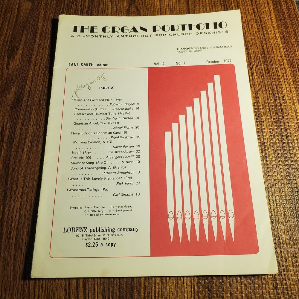 The Organ Portfolio Vocal Selections Songbook Lorenz Oct 1977