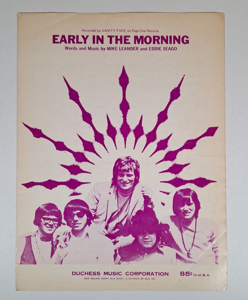 VTG 1969 Sheet Music, Early in the Morning, Vanity Fare Mike Leander Eddie Seago