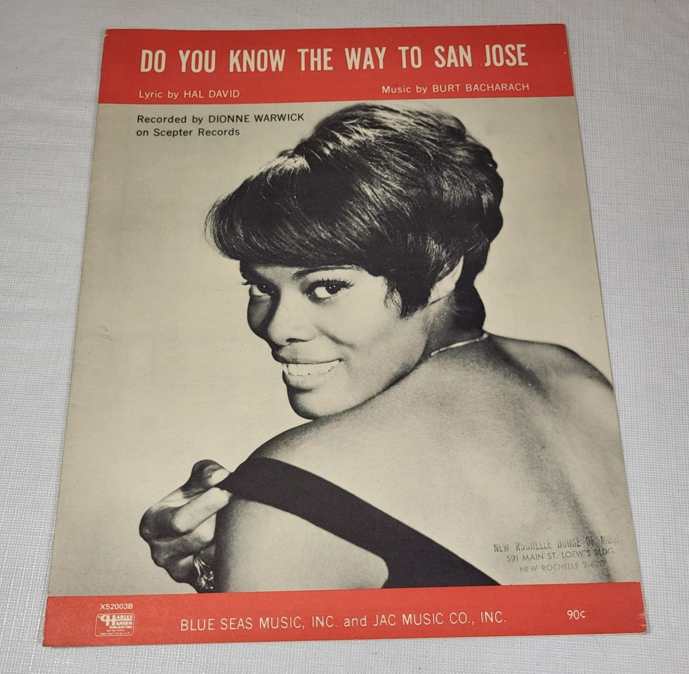 Dionne Warwick, Do You Know The Way To San Jose Sheet Music, 1968
